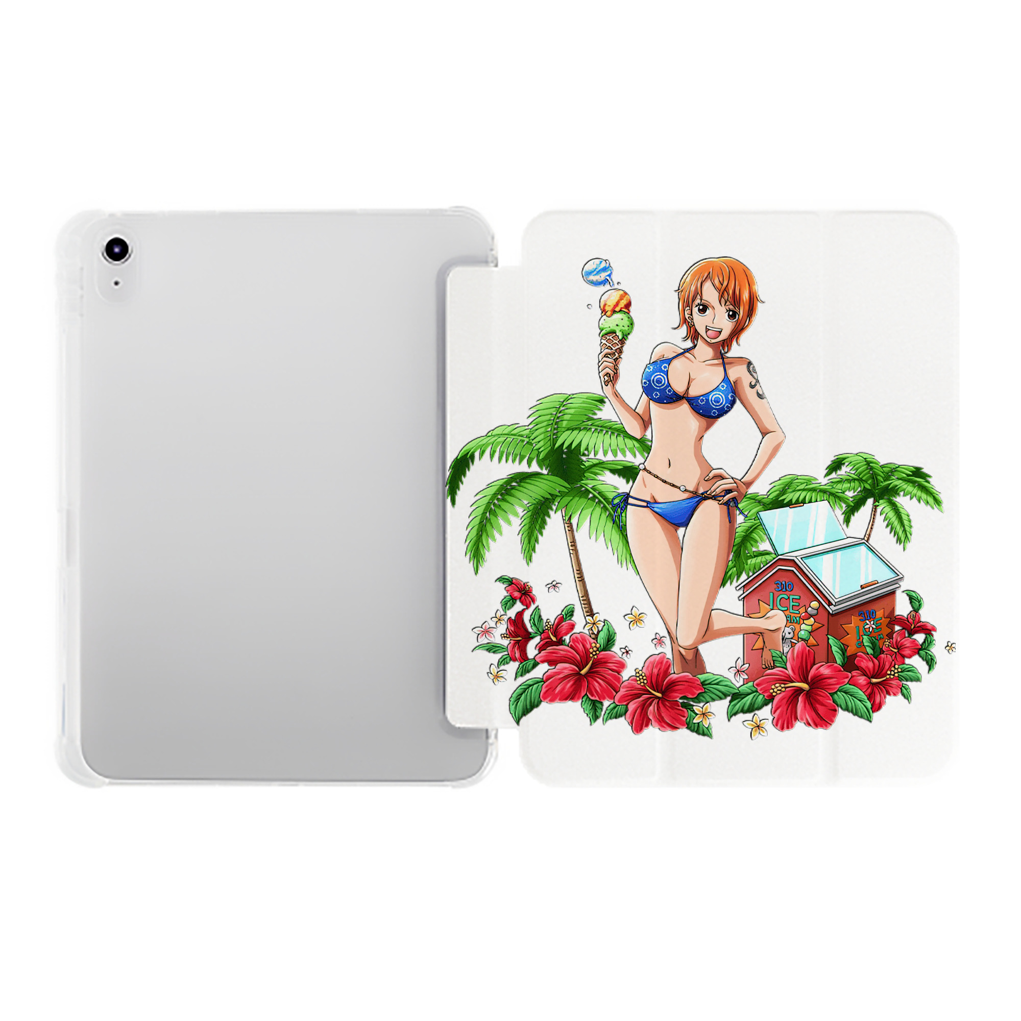 （画像用） ワンピース ナミ ONE PIECE Nami IPad ケース ペン収納付き 三つ折りスタンド PUレザー×シリコン 対応機種9.5/10.5/10.9インチ